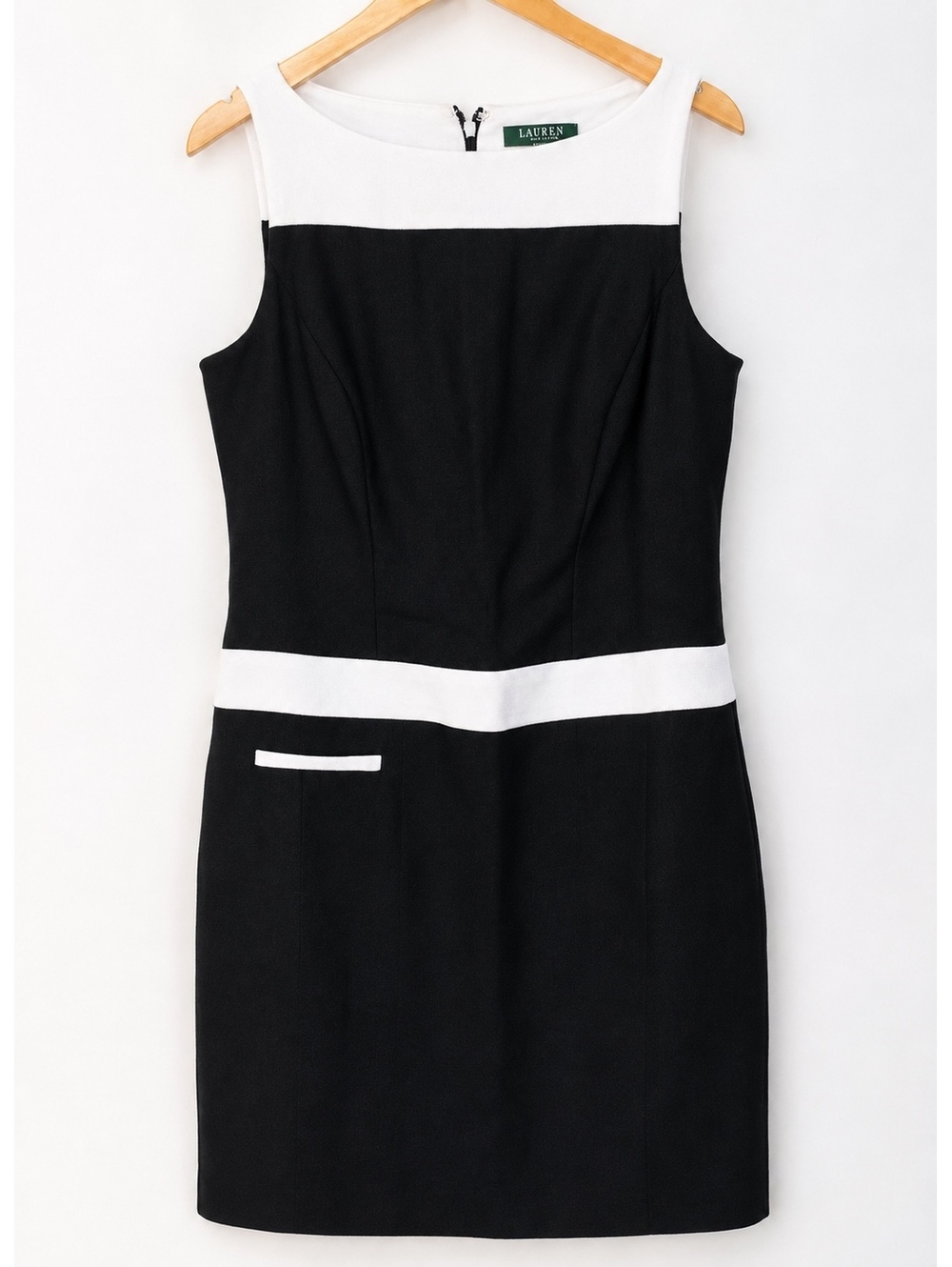 Lauren Ralph Lauren Linen Sailor Sheath Dress Black and White